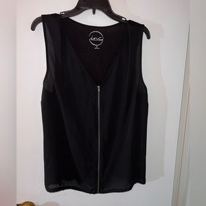 INC sleeveless black shirt with zipper size XL